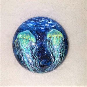 Jellyfish Duo OOAK Handpainted Rock